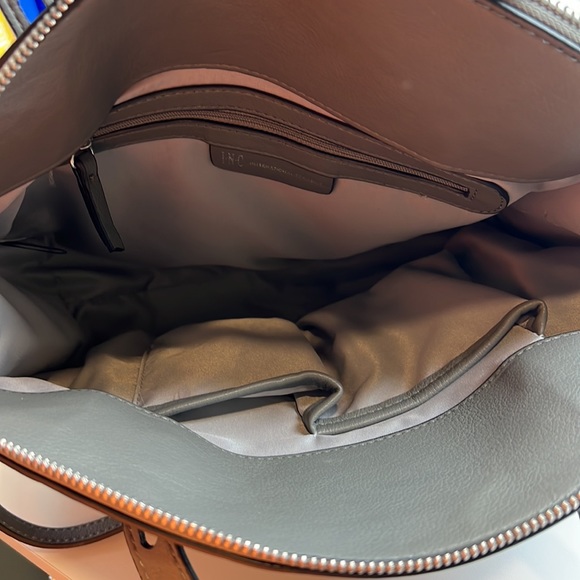 INC International Concepts Gray Haili Satchel Leather Hand Bag w/ Shoulder Strap - Picture 5 of 7